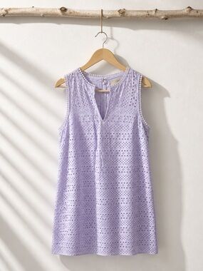 LOFT Lavender Eyelet Mini Dress
